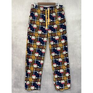 Christmas Garfield Mens Sleep Pants Size L Plaid Fleece Lounge Pajamas Cozy PJs